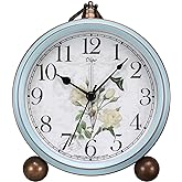 Maxspace 5.2in Desk Clock, Retro Silent Analog Clock Non-Ticking &amp; Battery Operated with Quartz Movement,Clock Decor for Bedroom Living Room