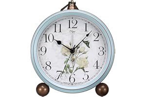 Maxspace 5.2in Desk Clock, Retro Silent Analog Clock Non-Ticking & Battery Operated with Quartz Movement,Clock Decor for Bedroom Living Room