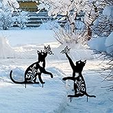 WONDER GARDEN Metal Cat Decor for Outside - 2 Pack Garden Stakes Decorative, Black Cat Silhouette Statues Lawn Ornaments Yard Art Patio Decor Women Men Mom Gifts