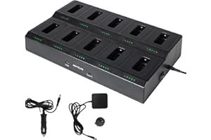 Retevis RT22 10-Way Walkie Talkie Charger, Ten Way Multi Unit Charger, for Retevis RT22 RT22S RB19 RB19P RB39 RB39P Walkie Talkie and Battery, 5 LED Indicators, AC/DC Adapter, Replaceable Base(1 Pack)