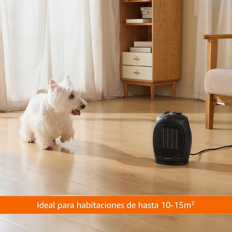 Aquecedor cerâmico oscilante, 1800 W, com termóstato ajustável, preto — foto 6 de 7