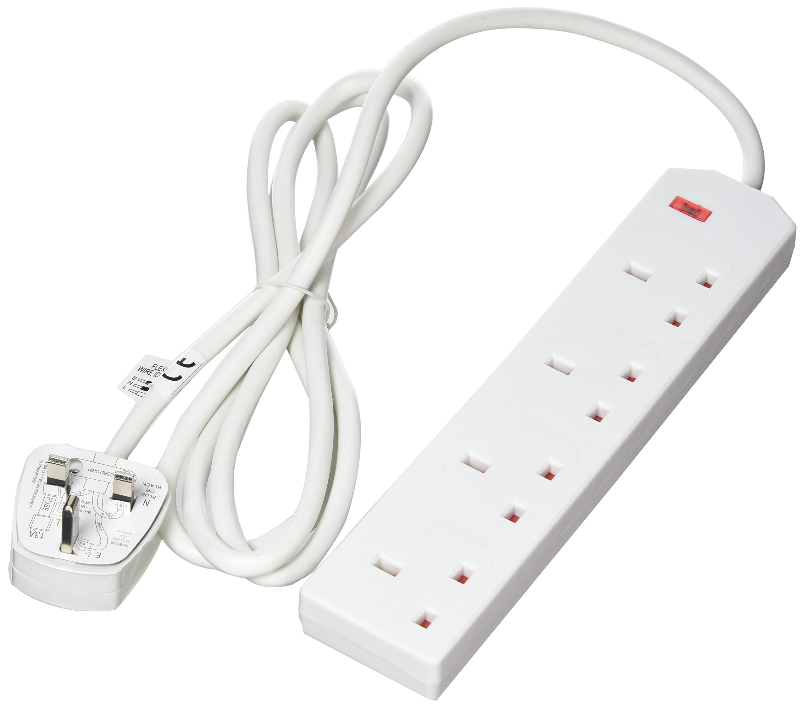 Eurosonic 4 Way Surge Protected Extension with 2 Metre Cable, 1-Pack