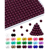 FIVEIZERO 180pcs Small Silicone Beads - 9mm Dark Burgundy Round Beads for DIY & Keychain Accessories