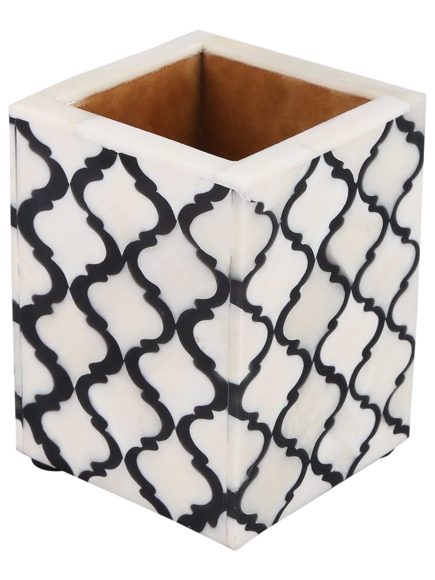 Handicrafts Home Moroccan Black & White Bone Inlay Pen Holder 3×4 Inch, Handmade Desk Organiser for Office & Home, Modern Patterned Pencil Pot, Stationery Holder, Desk Accessories & Stationery Holder — image 1