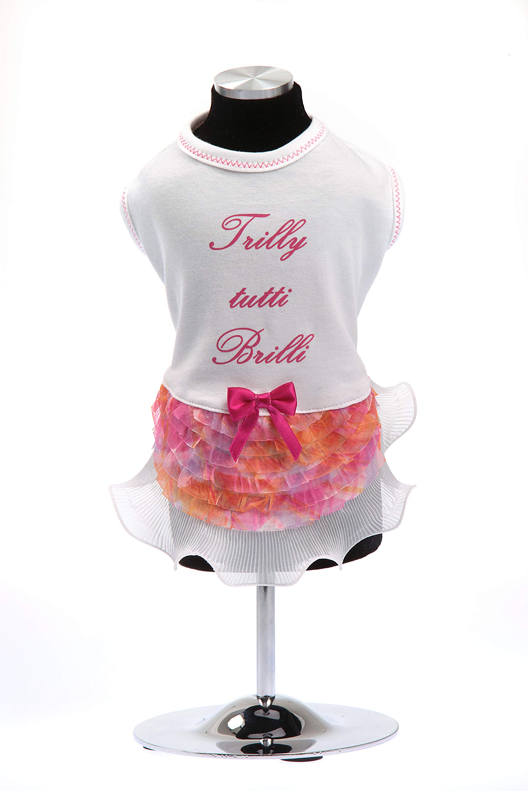 Trilly Tutti Brilli Jersey Dress with Ruches and Swarovski Stones, Orange - 1 Product