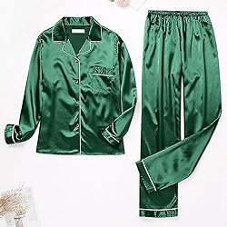 Womens Satin Pajamas Set Long Sleeve Sleepwear