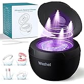 Wazhel Ultrasonic Retainer Cleaner Machine, 45kHz Dental Cleaning Pod for Denture, Mouth Guard, Night Guard, Aligner, Braces, Toothbrush, 200ML Denture Cleaner with Digital Timer & 4 Modes, Black