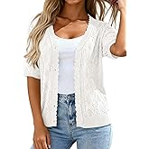 PRETTYGARDEN Women's Lightweight Spring Cardigans 2026 Short Sleeve Crochet Knit Sweater Tops Summer Beach Vacation Clothes