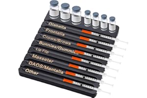 Geelin 1 Pcs Aesthetic Practitioner Syringe Tray with 8 Slots Label Bamboo Vial Holder Syringe Preparation Tray, 2-in-1 Combination Medical Supply Storage for Aestheticians, Nurses (Classic,Black)