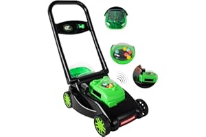 CT SPORTS Kids Lawn Mower with Realistic Grass-Cutting Action and Sounds – No Batteries Required | Fun Outdoor Push Toy, Birthday Gift & Holiday Present for 3, 4, 5, 6, 7, 8 Year Old Boys and Girls (Black)