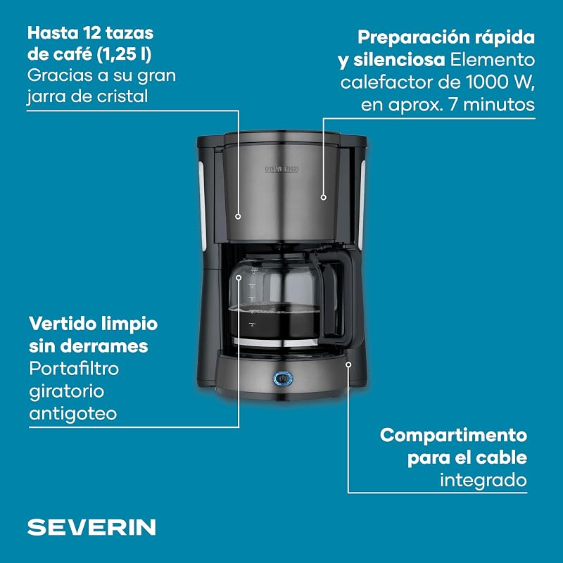 Máquina de Café com filtro "TYPE" com garrafa de vidro, Dark Inox-Black