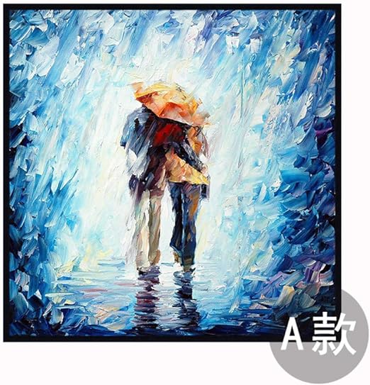 Olgemalde Auf Leinwand Handgemalt Abstrakte Spachtel Blauen Hintergrund Paar Im Regen Spazieren Modern Pop Art Gross Hand Bemalte Wand Kunst Bild Fur Zu Hause Wohnzimmer Einrichtung Des Restauran Amazon Co Uk Kitchen Home