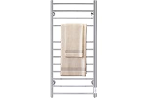 JSLOVE Towel Warmer Wall Mounted Heated Towel Racks with Built-in Timer, Plug-in/Hardwired Stainless Steel Hot Towel Rack, Heated Drying Rack Brushed Polish (Silver, 12 Bars)