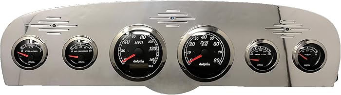 Dolphin Gauges Compatible with 1961 1962 1963 1964 1965 1966 Ford Truck 6 Gauge GPS Dash Cluster Panel Set Black