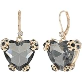 Betsey Leopard Heart Drop Earrings, BLACK DIAMOND, (360565GLD010)
