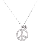 Paialco 925 Sterling Silver Peace Sign Pendant Necklace 16+2 Inches