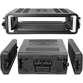 Diandian 2U Rack Case Shallow 16" Depth, Rackmount Flight Case Shock Mount | for Pro Audio, Amplifier, DJ Mixer, Effects with Microphone Compartments, Dust-Proof, Tour &amp; Live Sound