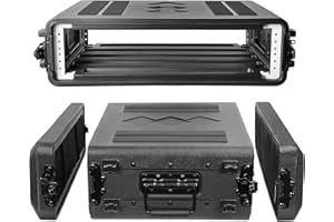 Diandian 2U Rack Case Standard 17" Depth, 19" Rackmount Flight Cases, Watertight Dust-proof 2 Space Shock Mount Racks with Microphone Compartments