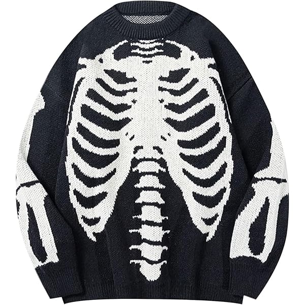 Y2K Grunge Skeleton Sweatshirt Oversized Long Sleeve Fairy Alt
