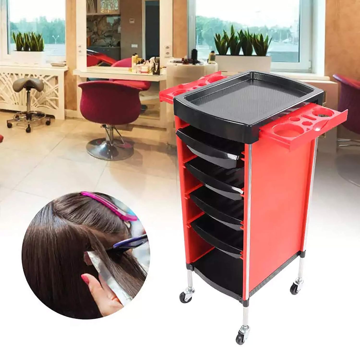 Multifunctional Salon Tray Cart 6 Layers Rolling Storage Racks for Salon SPA Beauty Hairdressing Hair Styling Tool Trolley: Home & Kitchen