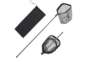 VEVOR Fishing Net, Foldable Landing Nets with Telescopic Handle, Portable Lightweight Carbon Fiber Long Fish Gear, Nylon Cove