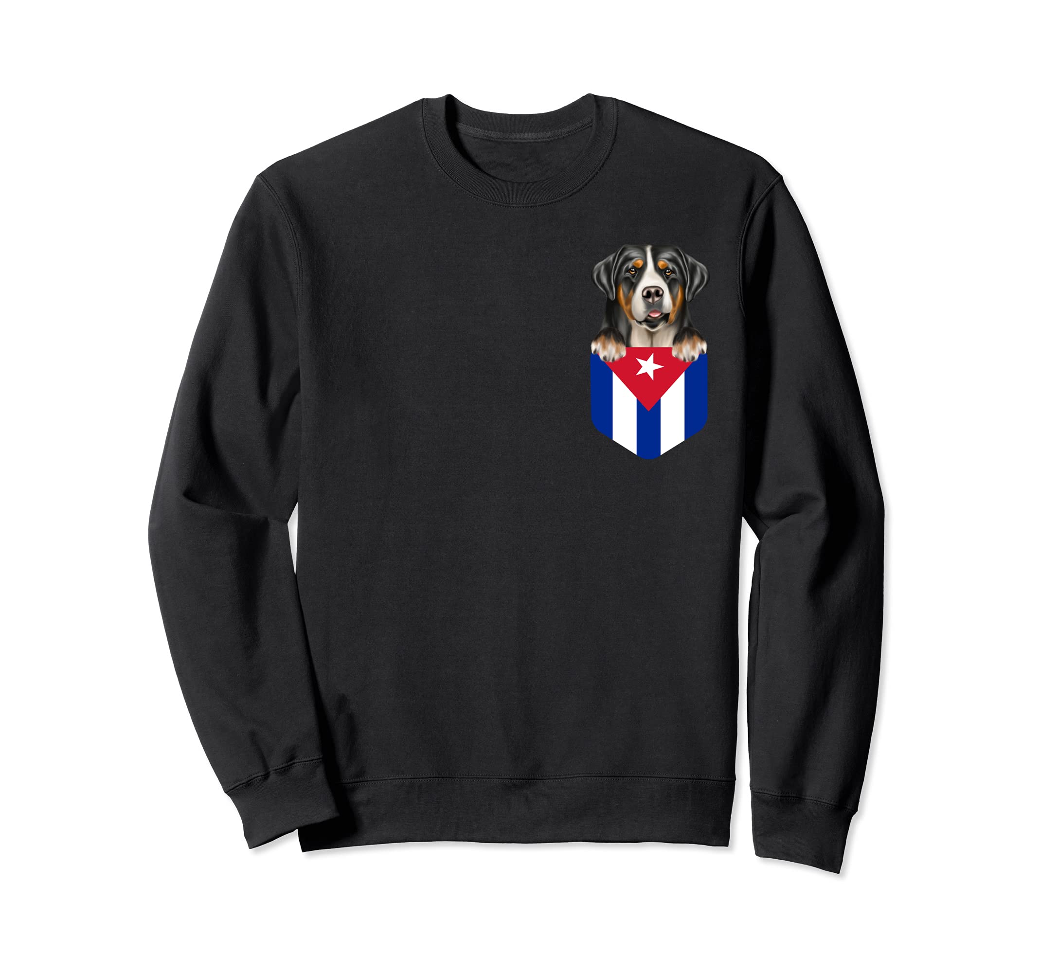 Cuba Flag Greater Swiss Mountain Dog Dog In Pocket Sweatshirt