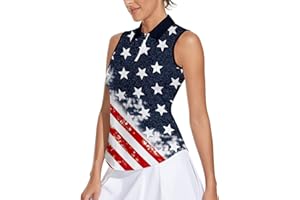 Soneven Womens Sleeveless Golf Shirt Moisture Wicking Athletic Golf Tank Top Printed Polo Tennis Shirts (XS-3XL)