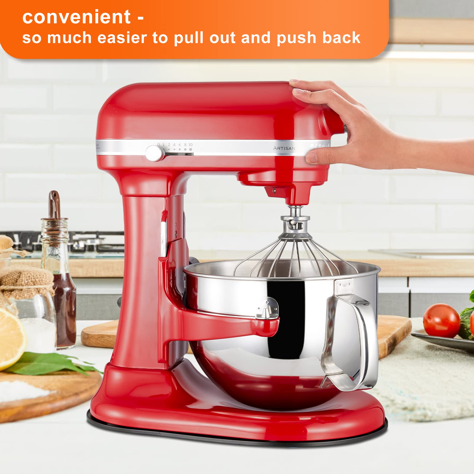 Mixer Mat Slider for KitchenAid 5-8 Qt Tilt Head Stand Mixer - Bamboo Kitchen Appliance Sliding Tray Mixer Mover Slider Board Compatible with Kitchen aid 5-8 Qt Stand Mixer, KitchenAid Artisan