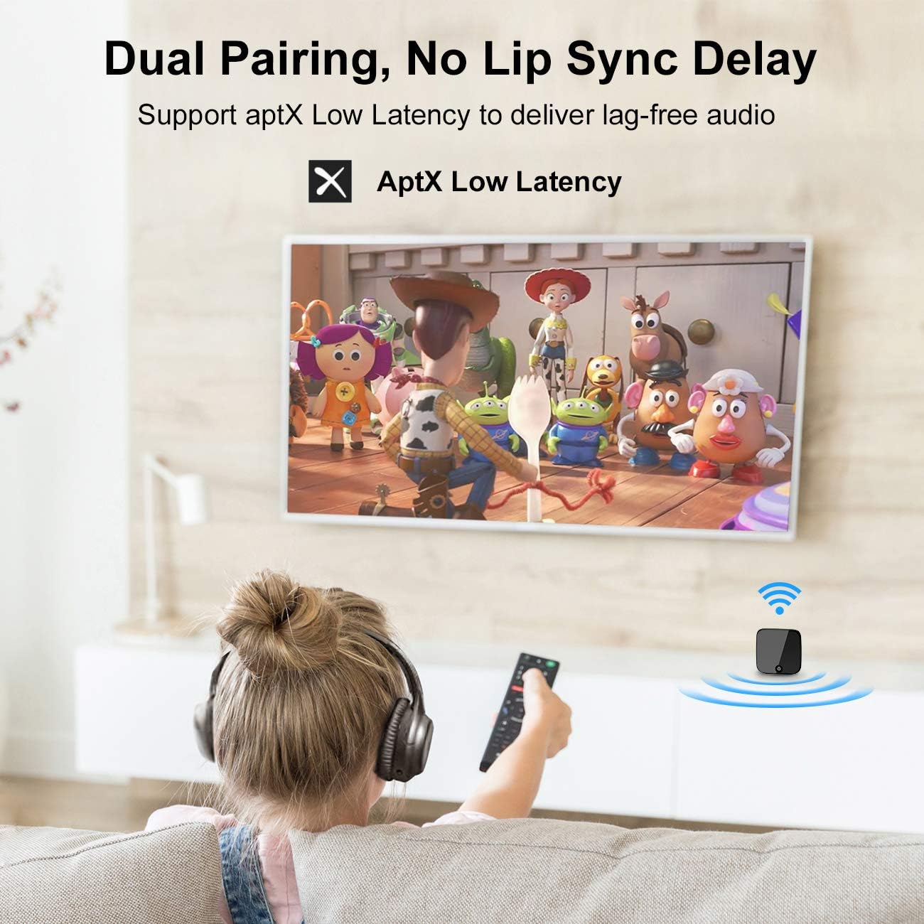 Bluetooth 5.0 Transmitter Receiver, Knofarm Wireless Audio Adapter with aptx Low Latency TV Watching, PC Audio, Home Stereo Speaker, 2020 New Version Connect 2 Devices Simultaneously, 33ft Long Range: Home Audio & Theater