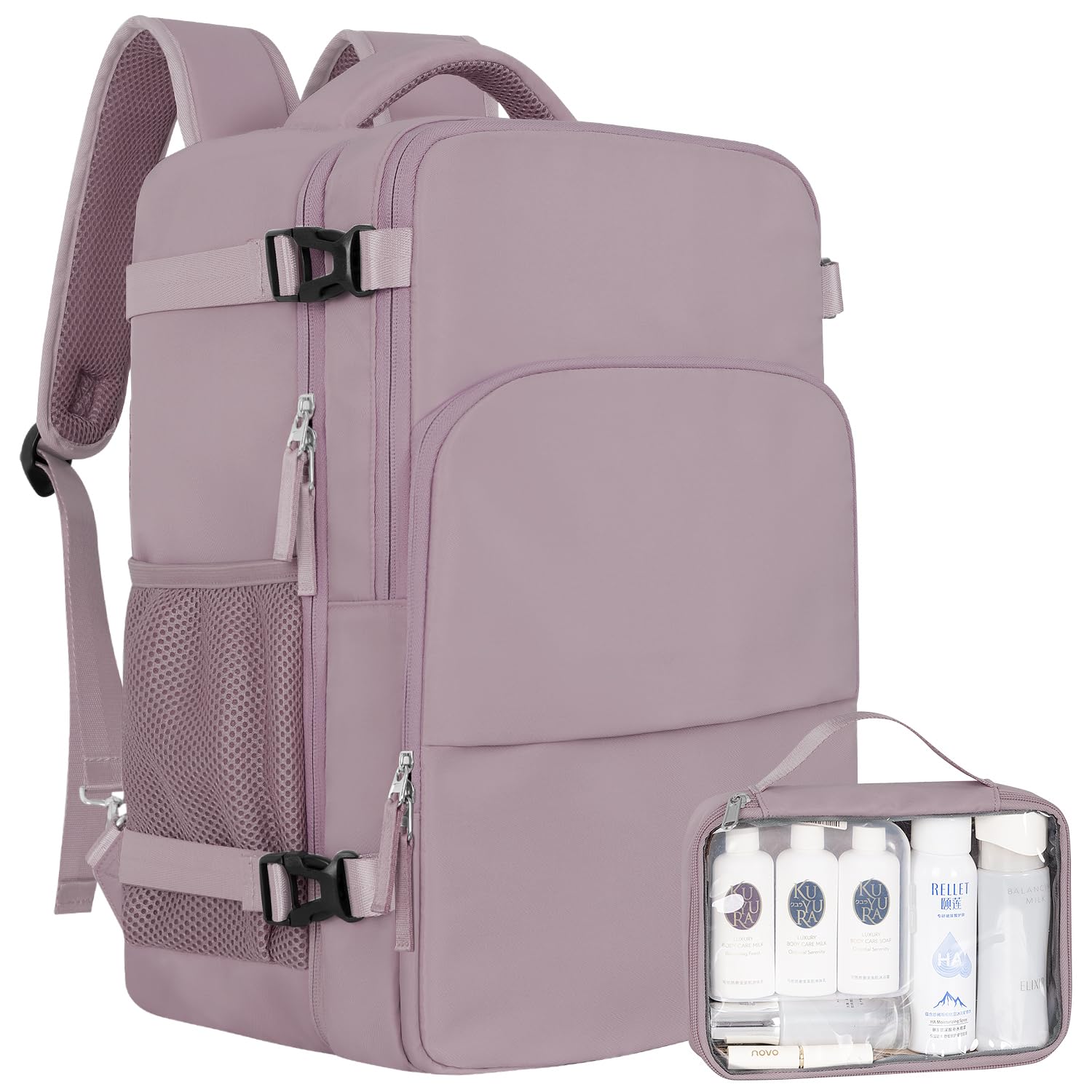 Photo 1 of Sinaliy Travel Backpack, Carry on Flight Approved Backpack with Multi-Pockets, TSA Waterproof 17.3inch Laptop Backpack, Personal Item Travel Bag for Men Women, Light Purple