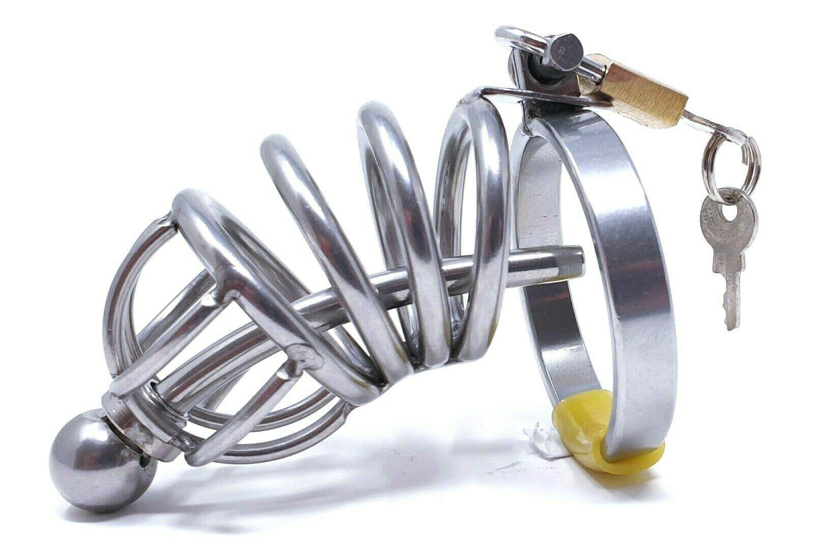 The Bondage Locker Male Chastity Device With Detachable Urethral Tube, silver