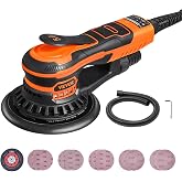 VEVOR Random Orbital Sander 6-Inch, 350W Brushless Orbital Sander, 10,000 PRM 6 Variable Speed Electric Palm Sander with 10PCS Sandpapers, Dust Connector &amp; Hose for Woodworking Detailing Sanding