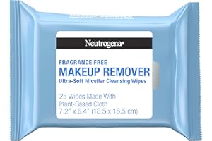 Neutrogena Fragrance-Free Makeup Remover Wipes, Daily Ultra-Soft Micellar Cleansing Wipes Gently Remove Oil & Waterproof Makeup, Hypoallergenic, Made with Plant-Based Cloth, 25 ct