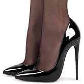 VOGEL VERE Women's High Heels Stiletto Pointed Toe Patent Leather Pump Shoe | 4 Inch, 10cm, Closed Toe, Sexy, Classic, Dress Shoes for Women, Heels for Office Wedding, Party