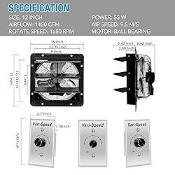 VENTISOL 12 Inch Shutter Exhaust Fan With Variable