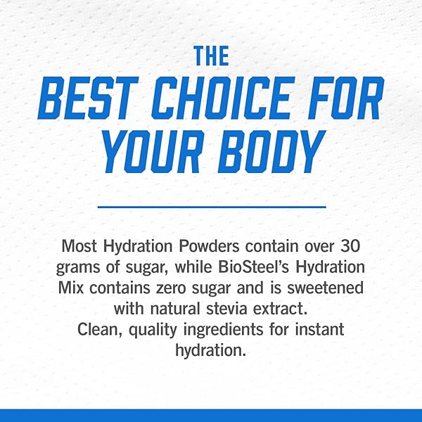 BIOSTEEL ZERO SUGAR HYDRATION MIX, GREAT TASTING HYDRATION WITH 5 ESSENTIAL ELECTROLYTES, BLUE RASPBERRY FLAVOR, 45 SERVINGS PER TUB