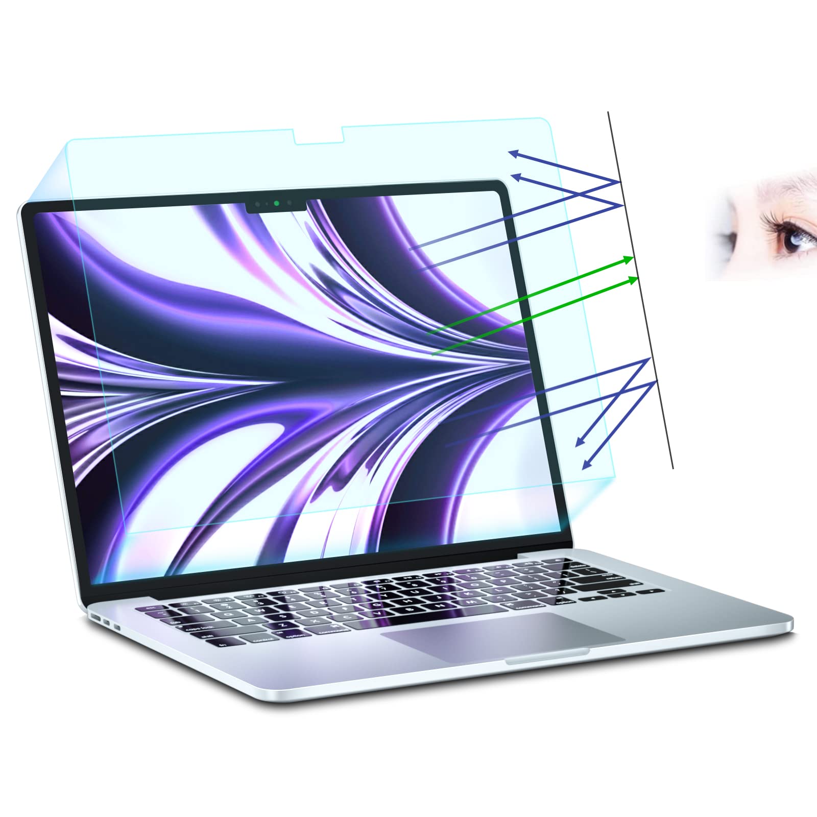 PYS Anti Blue Light Screen Protector for Macbook Air M2 13.6 inch 2022 Eye Protection Anti Glare Anti Scratch Anti Fingerprint Matte PET Film