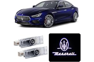 HAOGI 2pcs Never Fade Car LED Door Light Logo Projector,LED Laser Ghost Shadow Light for Quattroporte Ghibli Levante Grecale M156 M157 M161 (Classic White)