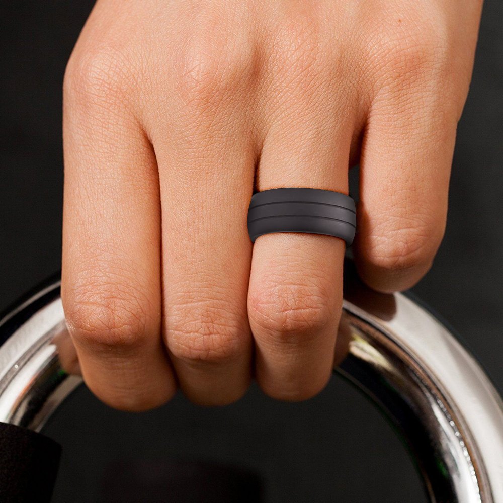 CLAN-X Silicone Wedding Rings,Premium Silicone Wedding Bands for Men&Women 4Pack By (Black Pink Blue Green, 7)