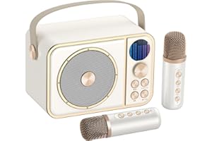 BESCOST Kids Karaoke Machine, Portable Bluetooth Speaker with 2 Wireless Microphones, Mini Karaoke Machine-White Elephant Gifts | Christmas Stocking Stuffer | Gifts for 4-13+ Years Old Girls Boys(Big White)