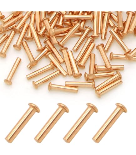 IIVVERR Lot de 60 rivets à tête ronde en cuivre massif 2 mm x 12 mm
