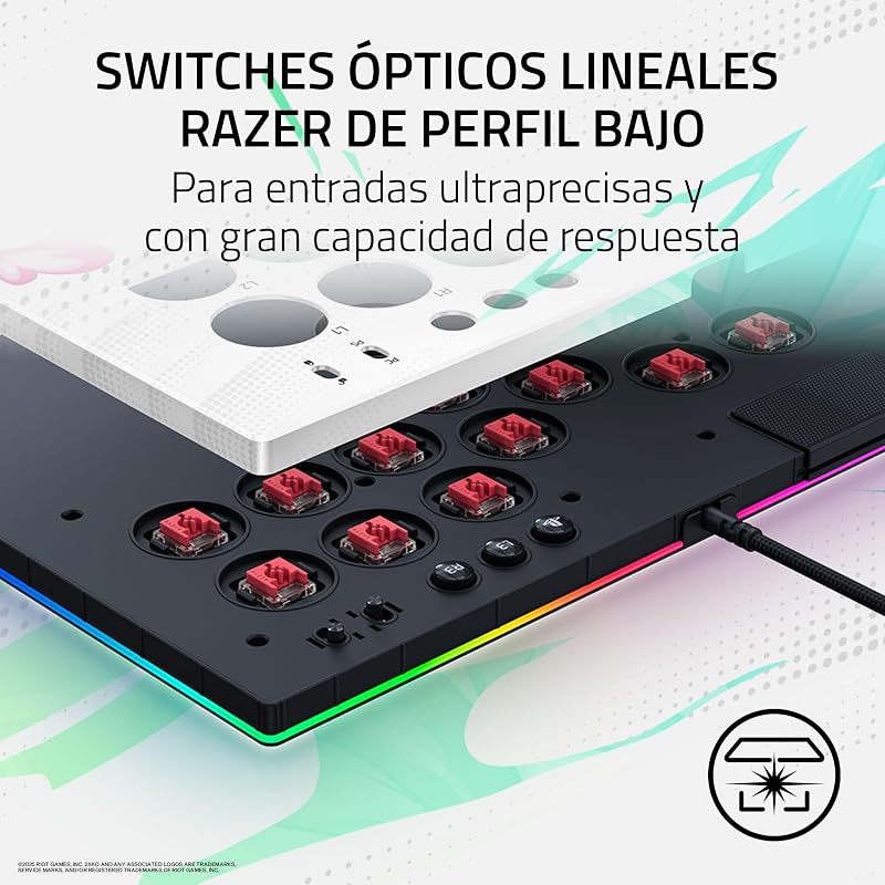 Kitsune 2XKO Edition - Mando arcade óptico con todos los botones para PS5 y PC - diseño con 4 botones de movimiento precisos - interruptores ópticos lineales planos | 2XKO