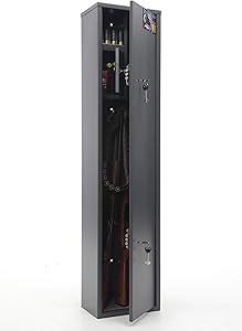 SK New Interiors Buffalo 1320 Gun Safe 3 Rifle Shotgun Large Metal Security Cabinet Safe Storage Case Rack with Separate Lock Box for Handguns Ammo