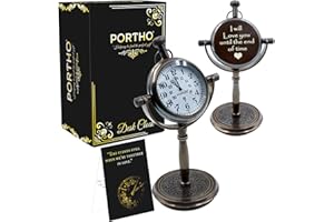 PORTHO Engraved Antique Desk Clock - Table Watch - Desktop Clock - I Will Love You Until The end of time Quote engrave Gift Clock