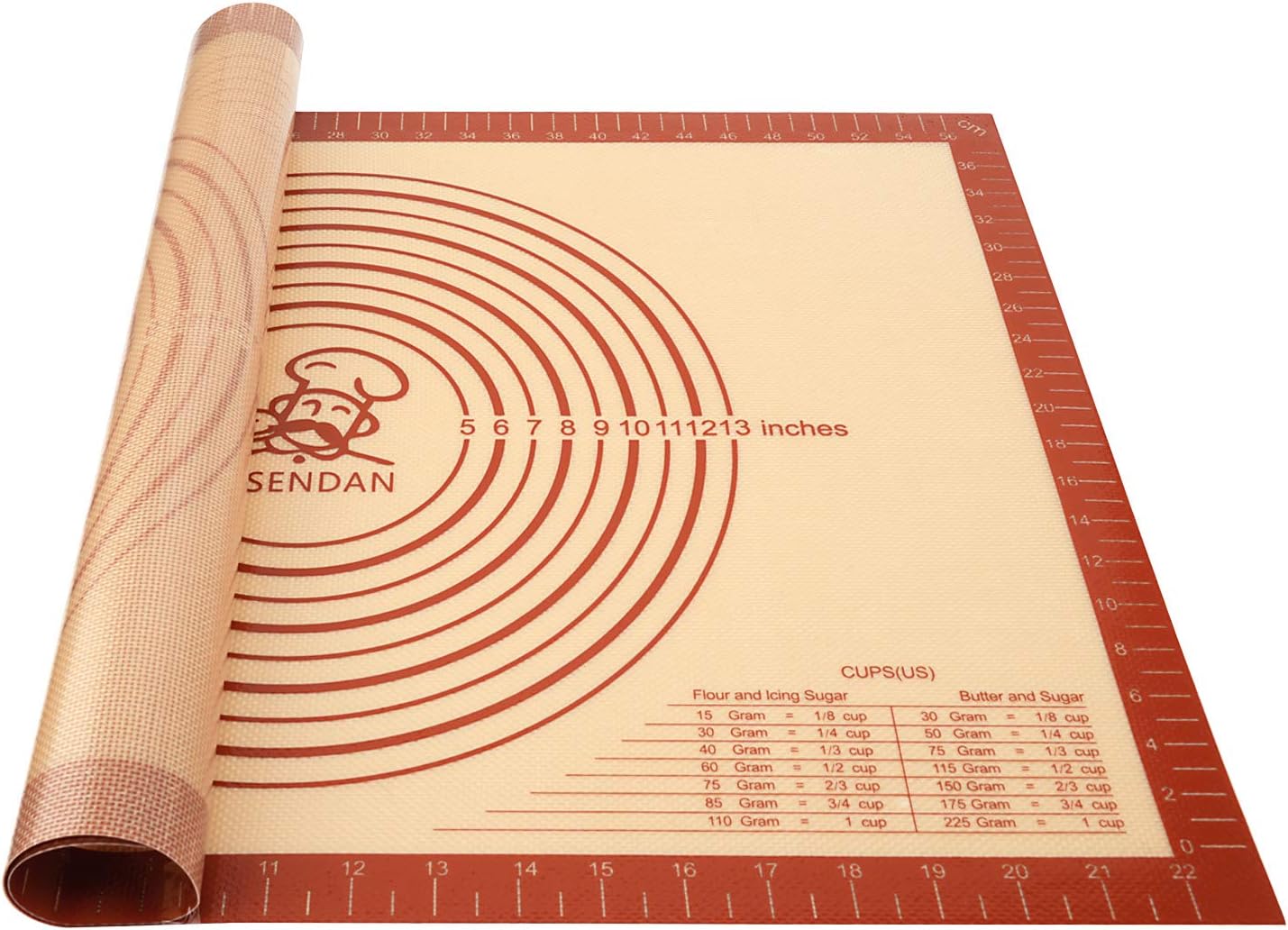 Silicone Pastry Baking Mat for Rolling Dough with Measurements Non Slip Non Stick Extra Large Bread Kneading Board Thicken (24 x 17 Inch)