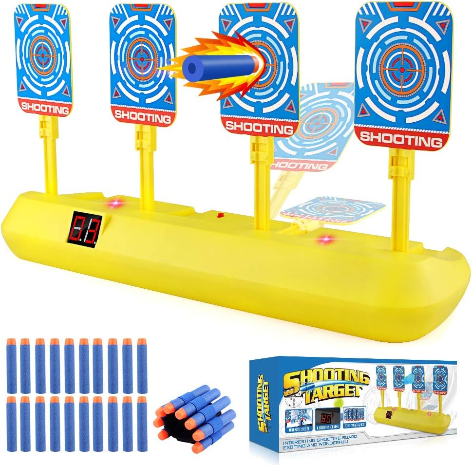 Blasland Digital Target - Electronic Auto Scoring Reset Shooting Digital Target Toy with 4 Targets (20 Pcs Darts and 1 Hand Wrist Band Included): Toys & Games