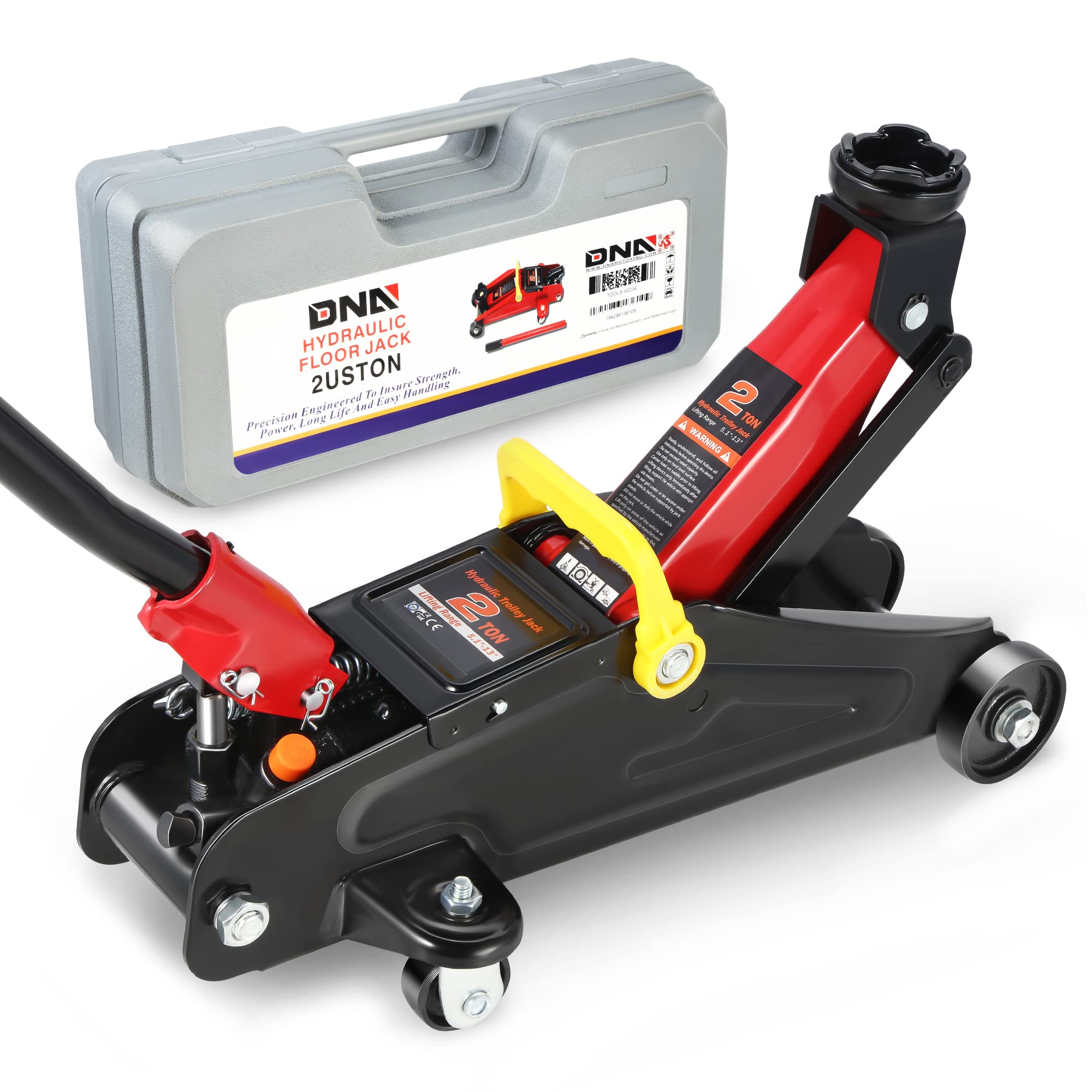 Photo 1 of DNA MOTORING TOOLS-00234 Low Profile Hydraulic Trolley Service/Floor Jack, 2 Ton (4000 lbs) Capacity, Lifting Range 5.1"-13", Black