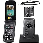 AGM M10 4G Rugged Flip Phone for T-Mobile, Dual SIM, 2 Batteries, 1 Lanyard | Large Tactile Buttons, Bold Fonts, Predictive Text, Pocket-sized, SOS Key, Speed Dial, Loud Speaker, 128GB Expandable Storage