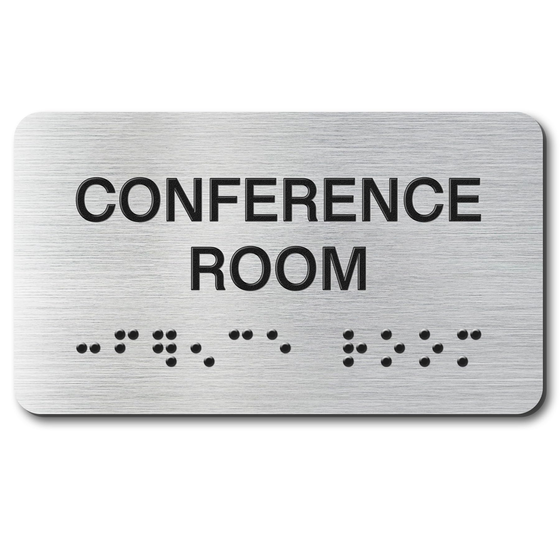 Photo 1 of Conference Room Signs with Raised Text & Grade 2 Braille, Brushed Aluminum/Silver Finish Easy Install with Double-Sided Tape, ADA Compliant Conference Room Office Door Sign