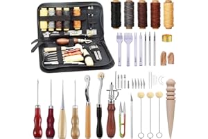 Leather Tools for Leather Working Professional,Leather Working Tools for Beginners,Leather Tools with Waxed Thread Stitching 